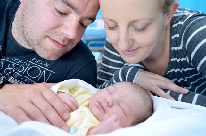 Proud parents Andrew and Nicola with their daughter Imogen thanks to Bourn Hall IVF in Suffolk