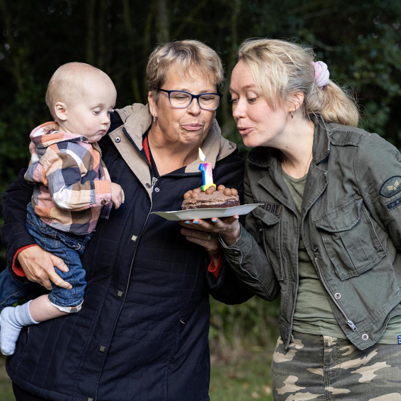 IVF frostie Jenson celebrates his first birthday with his mum Kirsty and nan Julie