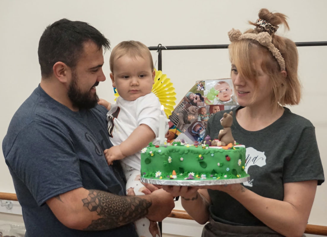 Jenny and Ben with Felix on his first birthday