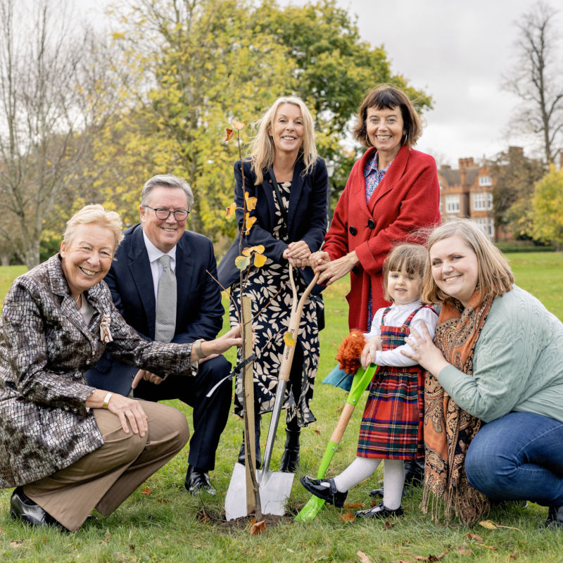 Julie Spence (Lord-Lieutenant of Cambridgeshire), Mike Macnamee (Bourn Hall), Gwenda Burns (Fertility Network UK), Kate Brian (Fertility Network UK), Megan and Effie