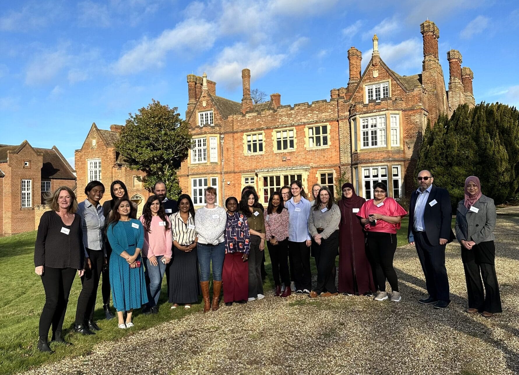 Students of the IVF study course outside Bourn Hall Cambridge.