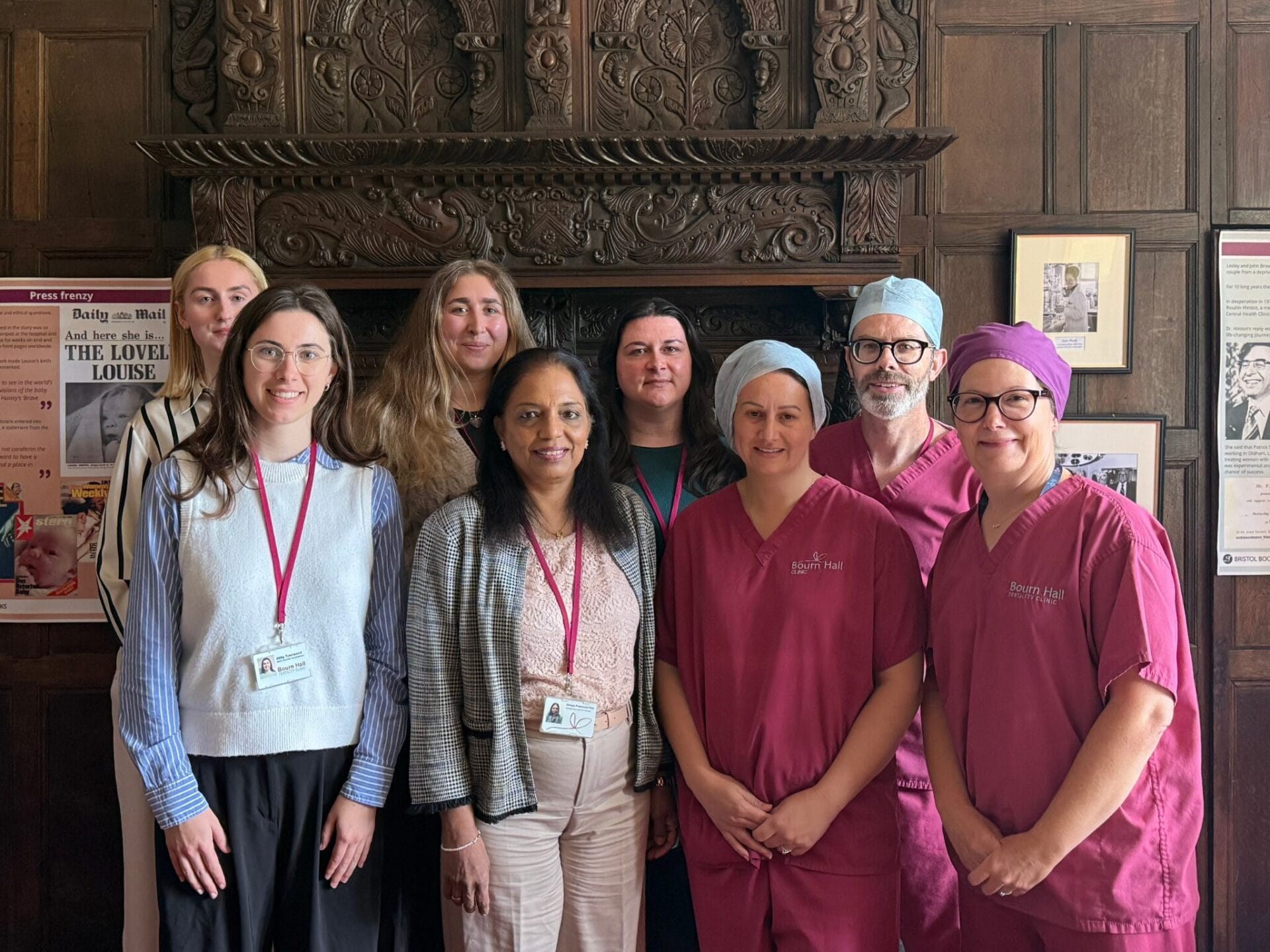 A photograph of the Bourn Hall Fertility Clinic team.